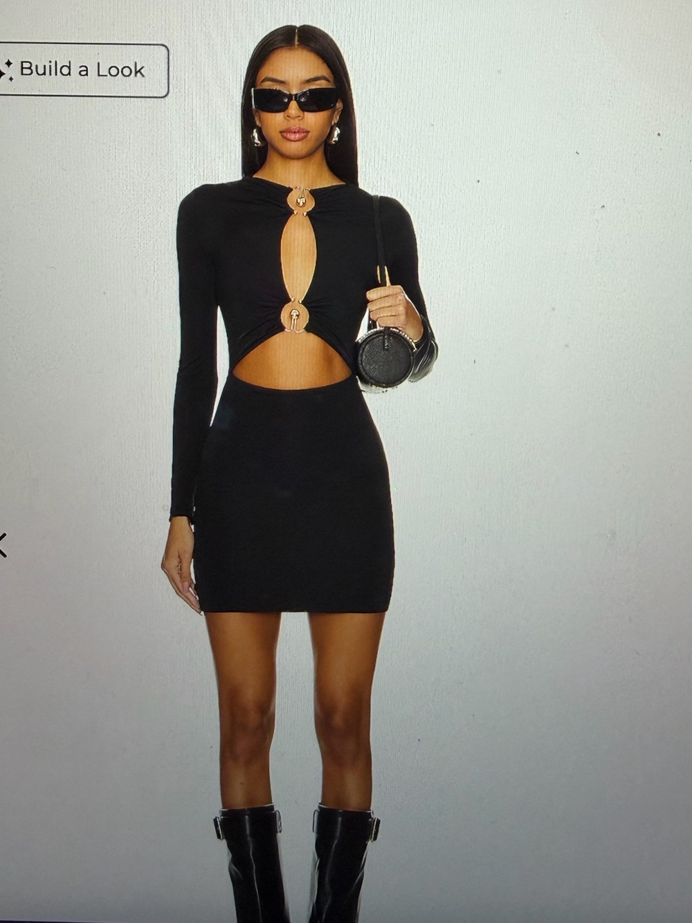 superdown Black Long-Sleeve Cut-Out Mini Dress